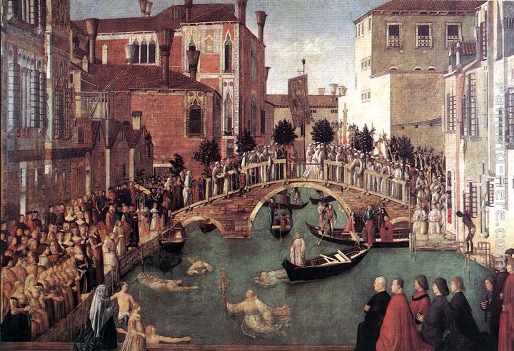 Miracle of the Cross at the Bridge of S. Lorenzo painting - Gentile Bellini Miracle of the Cross at the Bridge of S. Lorenzo art painting